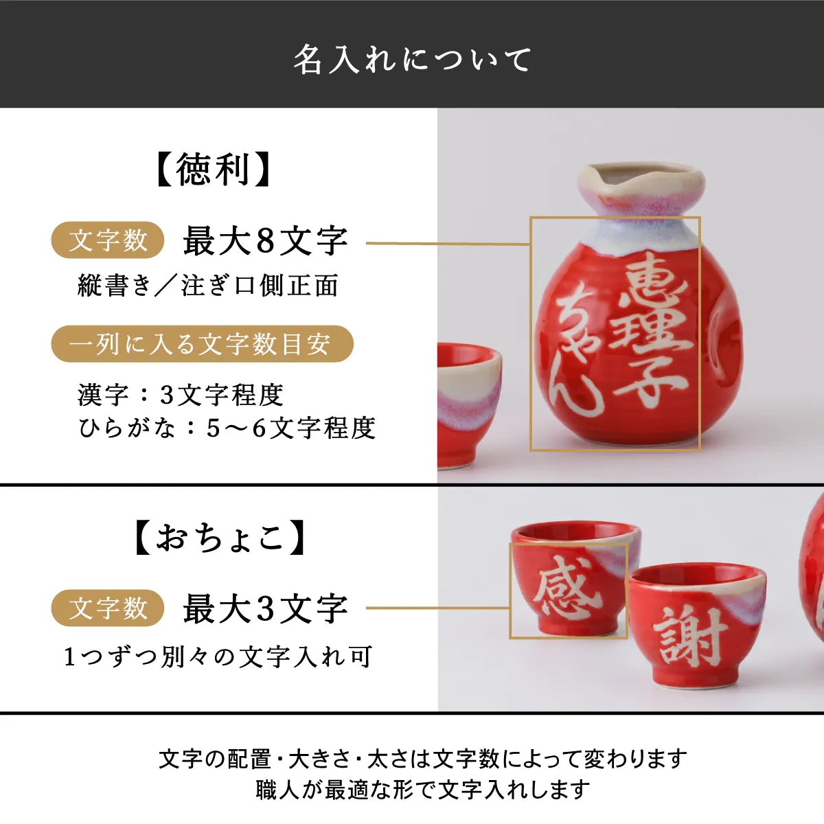 名入れ専門店】名入れ無料 美濃焼徳利＆おちょこ2個セット（赤ツヤ
